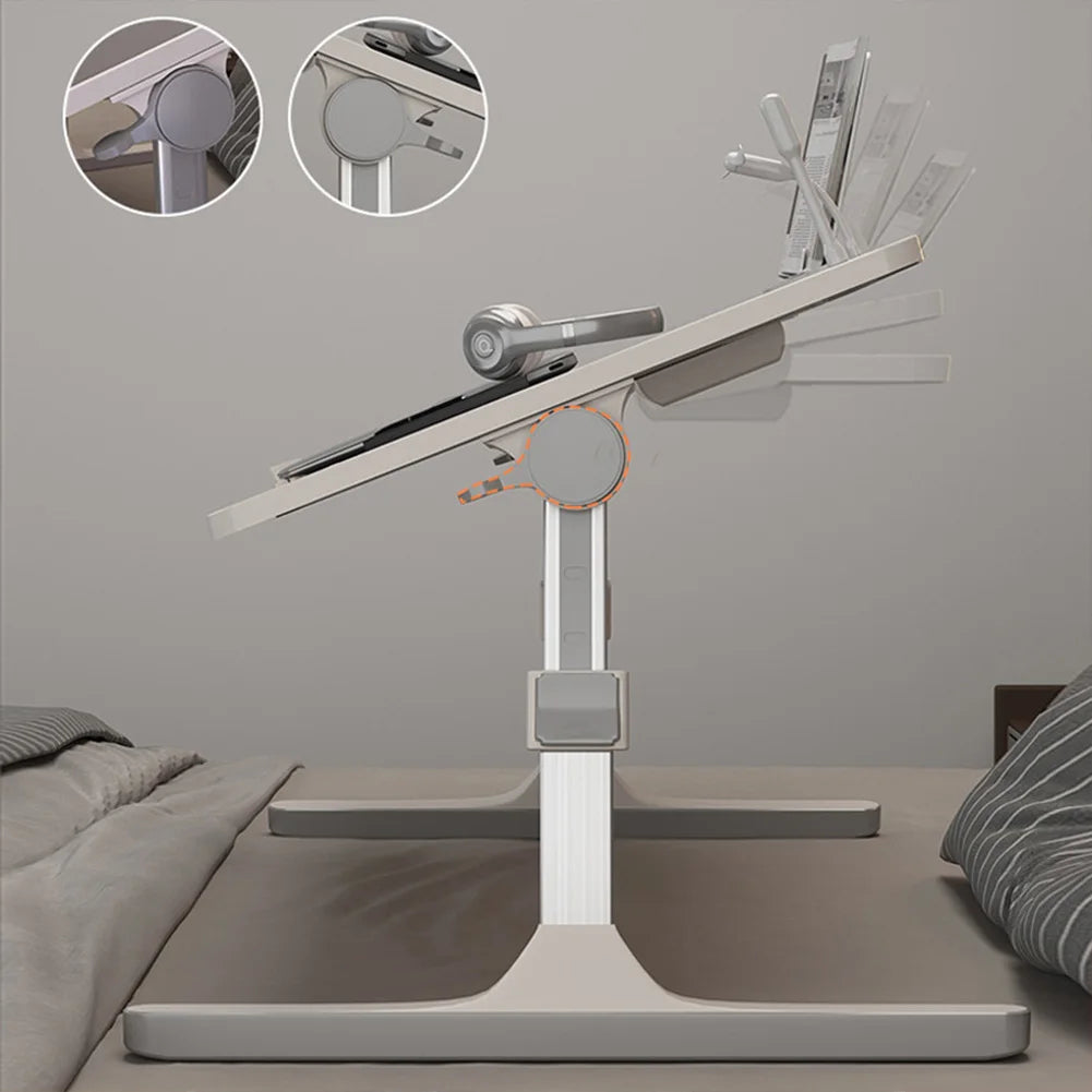 Adjustable Laptop Table Desk for Bed with Bookshelves Drawers Adjustable Heights 9.4 "-12.6" Aluminum Alloy Bracket Table