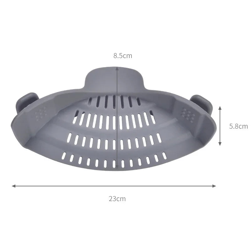 Silicone Kitchen Strainer Clip Pan Drain Rack Bowl Funnel Rice Pasta Vegetable Washing Colander Draining Excess Liquid Univers