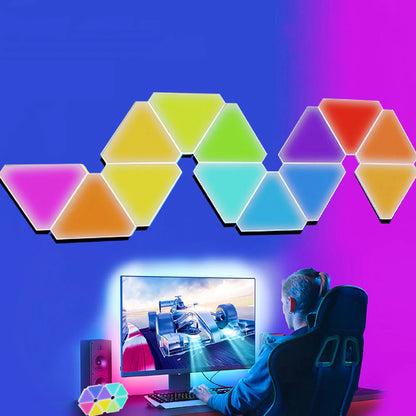 RGB WIFI APP Bluetooth LED Triangle Indoor Atmosphere Wall Lamps for Computer Game Bedroom Decoration DIY Quantum Night Light
